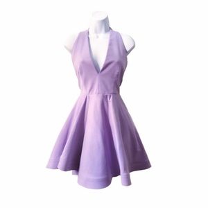 Cushnie Lavender Fit & Flare Mini Cocktail Dress Bow Back